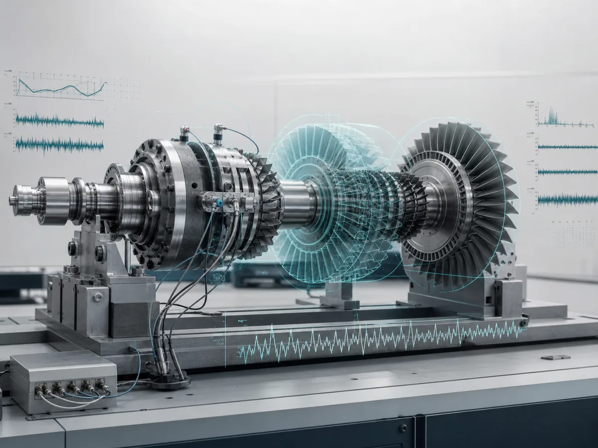 Technical visualisation of digital-twin monitoring for a rotating machine