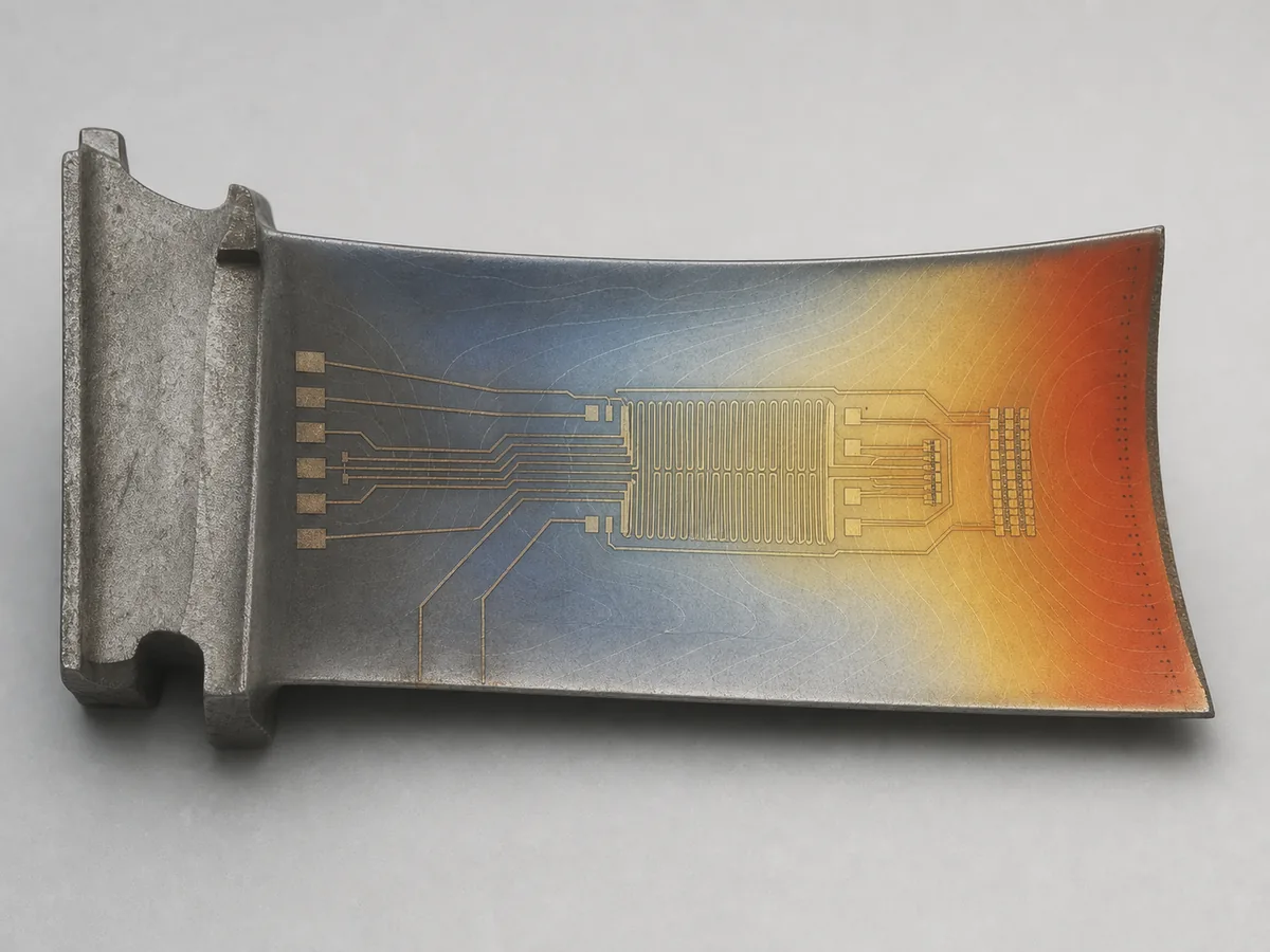 Scientific visualisation of a thin-film sensor integrated on a turbine component